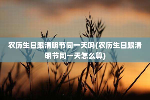 农历生日跟清明节同一天吗(农历生日跟清明节同一天怎么算)