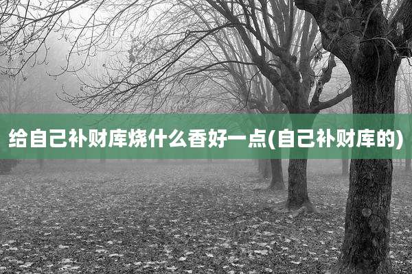 给自己补财库烧什么香好一点(自己补财库的)