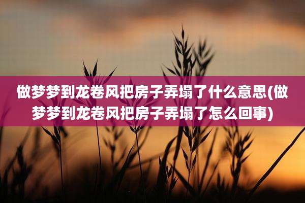 做梦梦到龙卷风把房子弄塌了什么意思(做梦梦到龙卷风把房子弄塌了怎么回事)