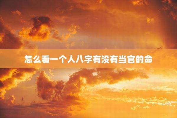 怎么看一个人八字有没有当官的命
