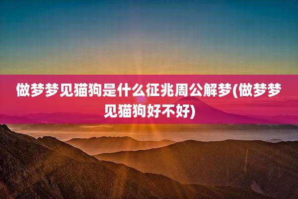做梦梦见猫狗是什么征兆周公解梦(做梦梦见猫狗好不好)