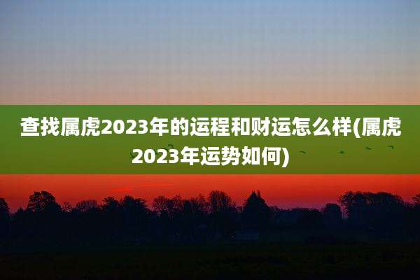 查找属虎2023年的运程和财运怎么样(属虎2023年运势如何)