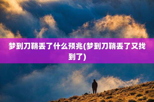 梦到刀鞘丢了什么预兆(梦到刀鞘丢了又找到了)
