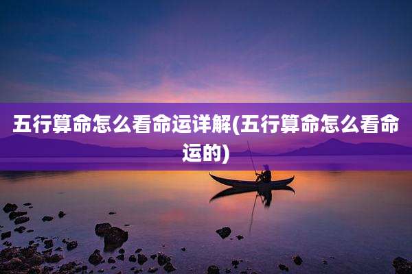 五行算命怎么看命运详解(五行算命怎么看命运的)