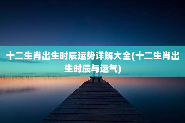 十二生肖出生时辰运势详解大全(十二生肖出生时辰与运气)