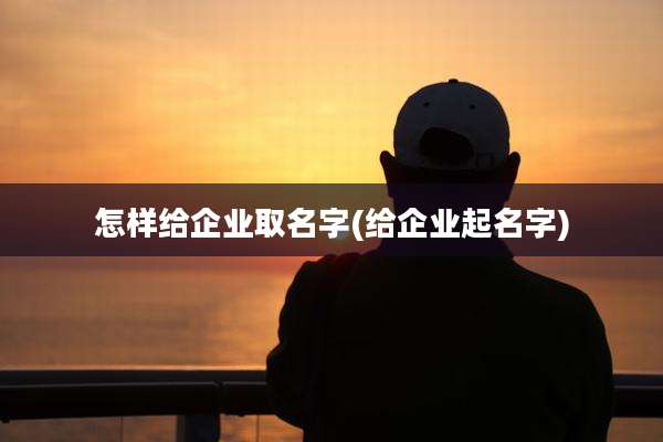 怎样给企业取名字(给企业起名字)