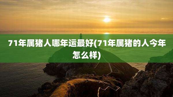 71年属猪人哪年运最好(71年属猪的人今年怎么样)