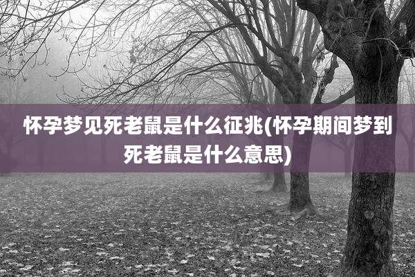 怀孕梦见死老鼠是什么征兆(怀孕期间梦到死老鼠是什么意思)