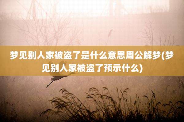 梦见别人家被盗了是什么意思周公解梦(梦见别人家被盗了预示什么)