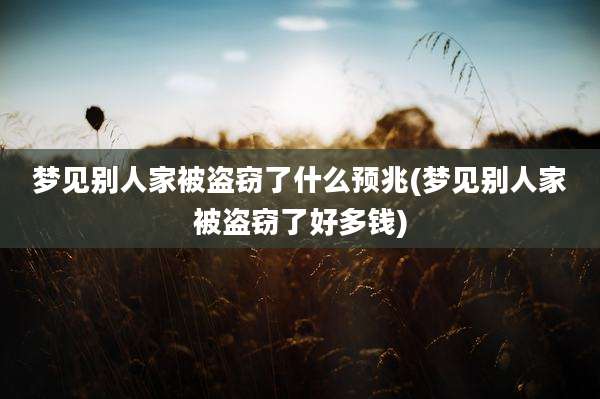 梦见别人家被盗窃了什么预兆(梦见别人家被盗窃了好多钱)