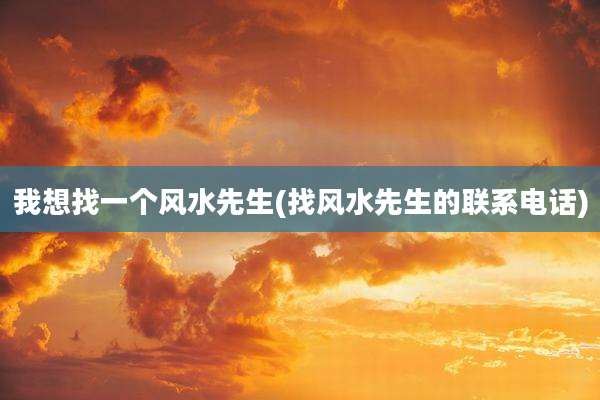 我想找一个风水先生(找风水先生的联系电话)