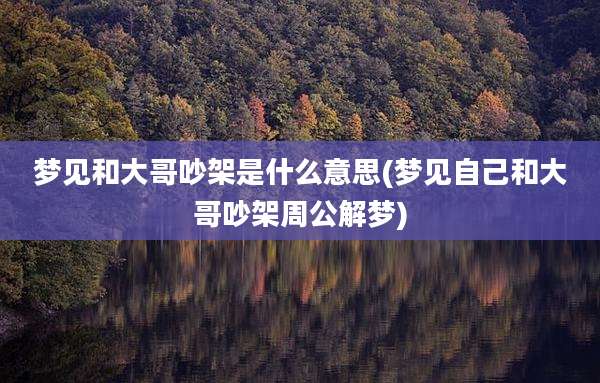 梦见和大哥吵架是什么意思(梦见自己和大哥吵架周公解梦)
