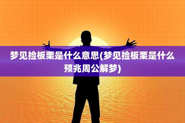 梦见捡板栗是什么意思(梦见捡板栗是什么预兆周公解梦)