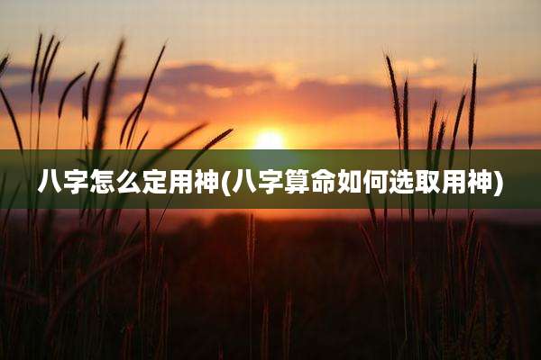 八字怎么定用神(八字算命如何选取用神)