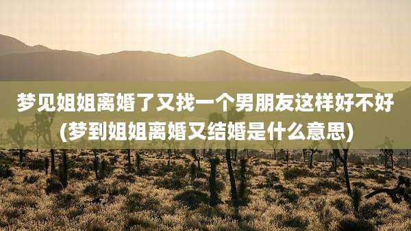 梦见姐姐离婚了又找一个男朋友这样好不好(梦到姐姐离婚又结婚是什么意思)