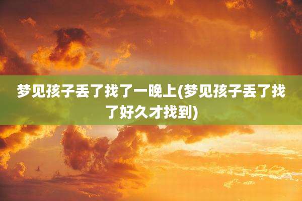 梦见孩子丢了找了一晚上(梦见孩子丢了找了好久才找到)
