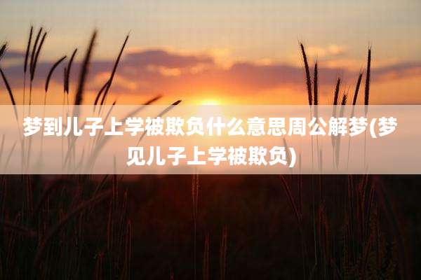 梦到儿子上学被欺负什么意思周公解梦(梦见儿子上学被欺负)