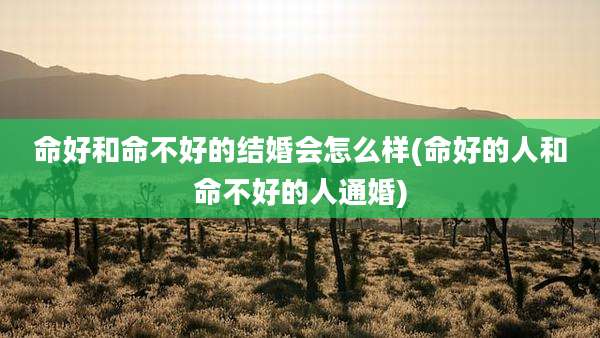 命好和命不好的结婚会怎么样(命好的人和命不好的人通婚)