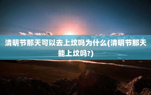 清明节那天可以去上坟吗为什么(清明节那天能上坟吗?)