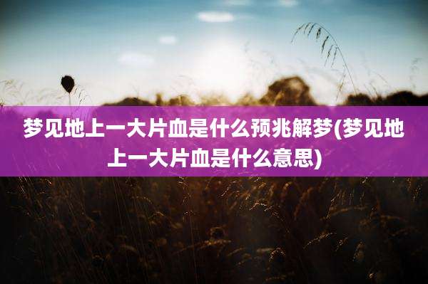 梦见地上一大片血是什么预兆解梦(梦见地上一大片血是什么意思)