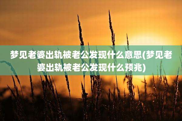 梦见老婆出轨被老公发现什么意思(梦见老婆出轨被老公发现什么预兆)