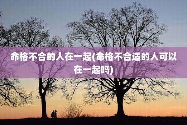命格不合的人在一起(命格不合适的人可以在一起吗)