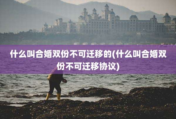 什么叫合婚双份不可迁移的(什么叫合婚双份不可迁移协议)