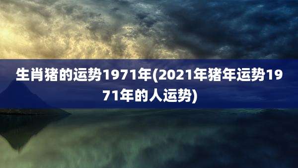 生肖猪的运势1971年(2021年猪年运势1971年的人运势)