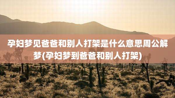 孕妇梦见爸爸和别人打架是什么意思周公解梦(孕妇梦到爸爸和别人打架)