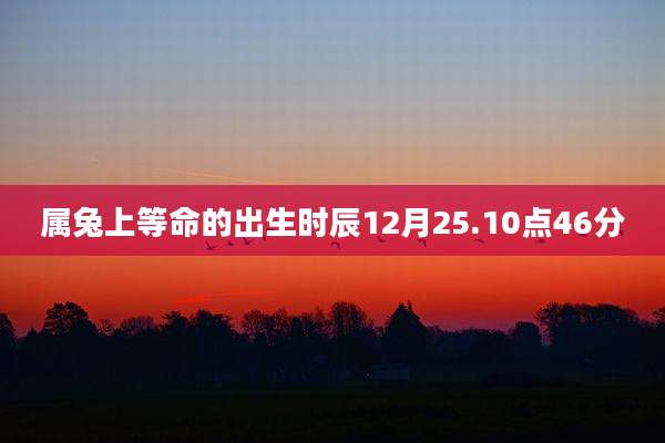 属兔上等命的出生时辰12月25.10点46分