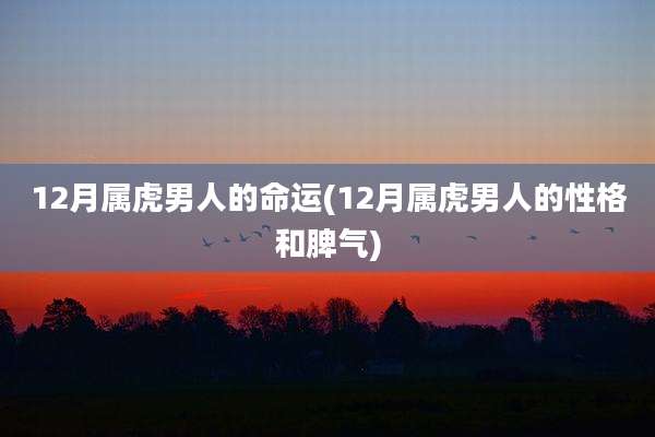 12月属虎男人的命运(12月属虎男人的性格和脾气)