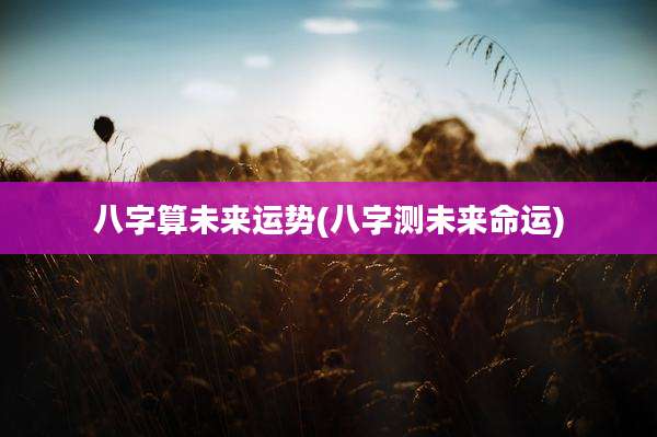 八字算未来运势(八字测未来命运)