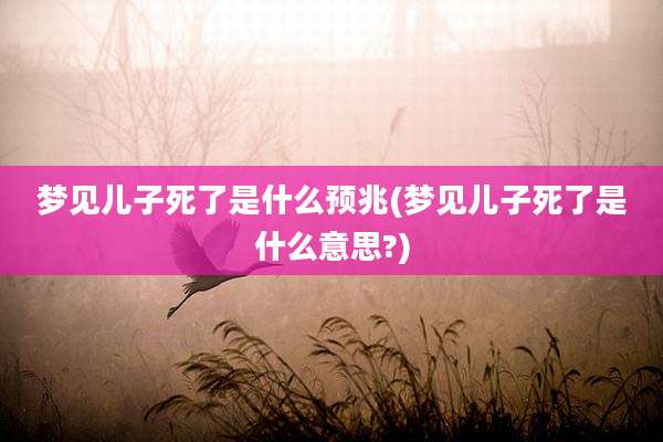 梦见儿子死了是什么预兆(梦见儿子死了是什么意思?)