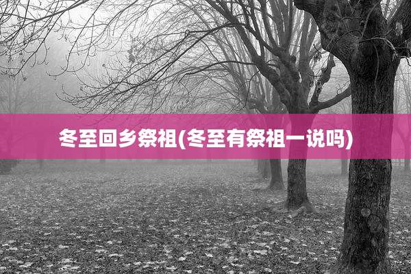 冬至回乡祭祖(冬至有祭祖一说吗)