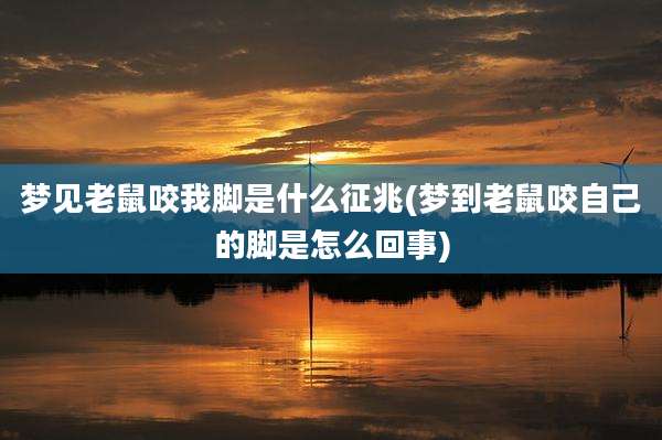 梦见老鼠咬我脚是什么征兆(梦到老鼠咬自己的脚是怎么回事)