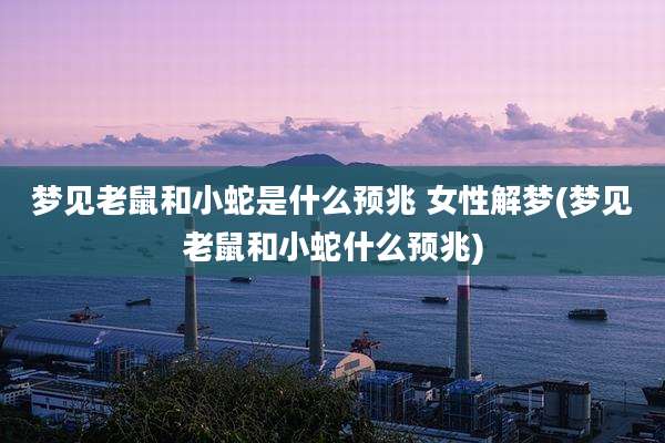 梦见老鼠和小蛇是什么预兆 女性解梦(梦见老鼠和小蛇什么预兆)