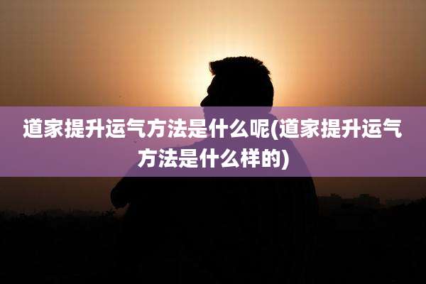 道家提升运气方法是什么呢(道家提升运气方法是什么样的)