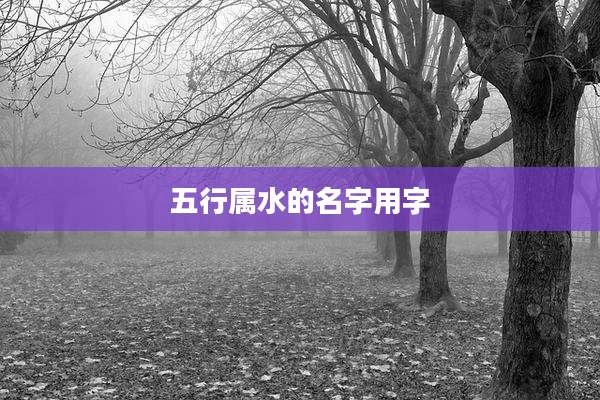 五行属水的名字用字
