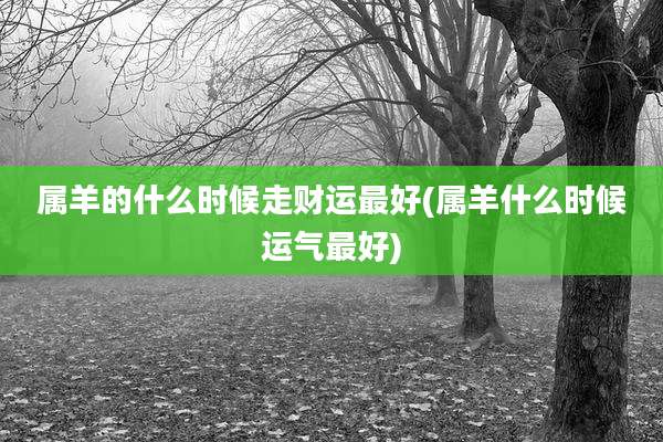 属羊的什么时候走财运最好(属羊什么时候运气最好)