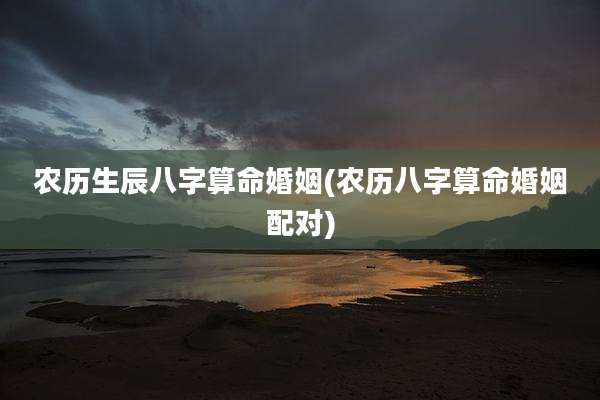 农历生辰八字算命婚姻(农历八字算命婚姻配对)