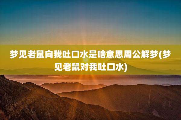 梦见老鼠向我吐口水是啥意思周公解梦(梦见老鼠对我吐口水)