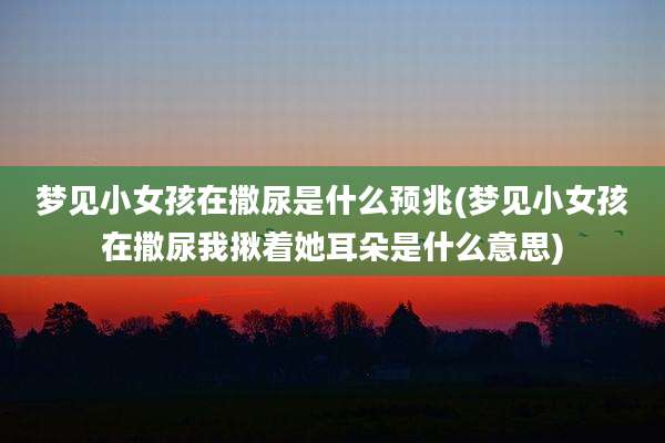 梦见小女孩在撒尿是什么预兆(梦见小女孩在撒尿我揪着她耳朵是什么意思)
