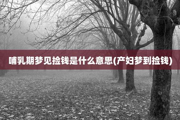 哺乳期梦见捡钱是什么意思(产妇梦到捡钱)