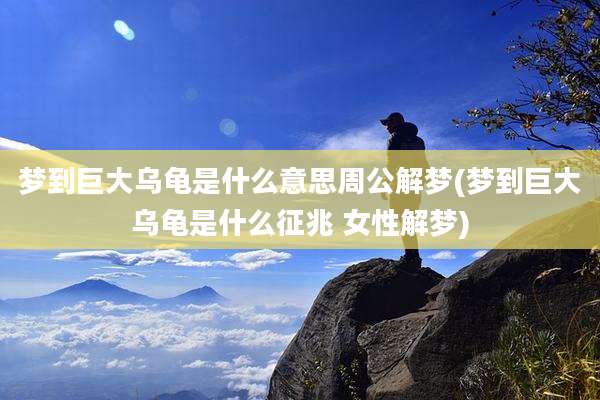 梦到巨大乌龟是什么意思周公解梦(梦到巨大乌龟是什么征兆 女性解梦)