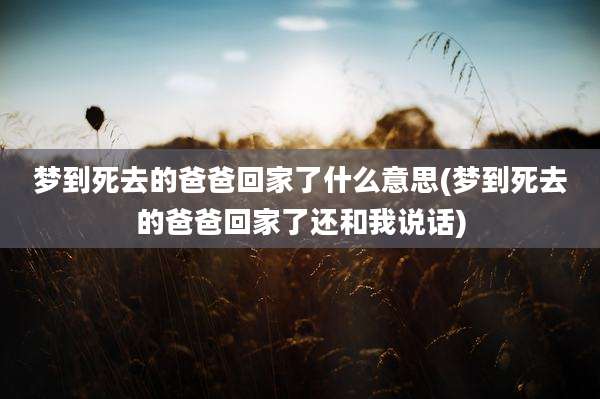 梦到死去的爸爸回家了什么意思(梦到死去的爸爸回家了还和我说话)
