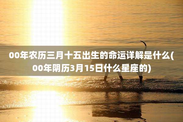 00年农历三月十五出生的命运详解是什么(00年阴历3月15日什么星座的)