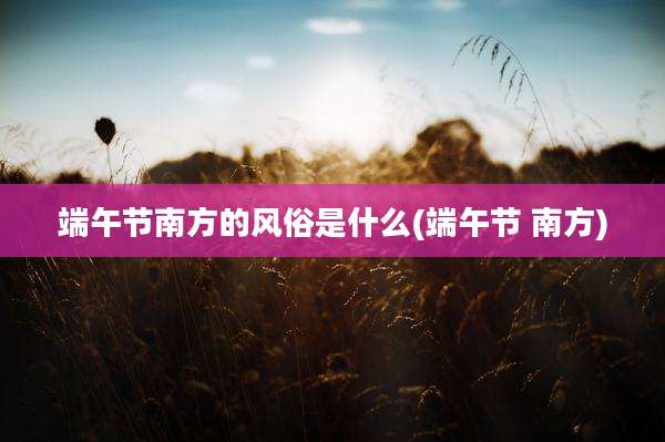 端午节南方的风俗是什么(端午节 南方)