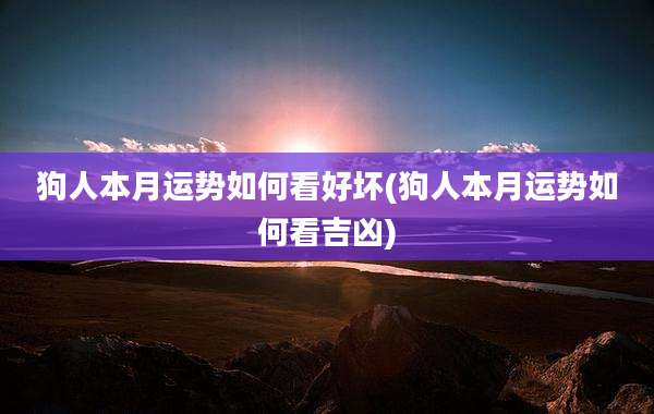 狗人本月运势如何看好坏(狗人本月运势如何看吉凶)