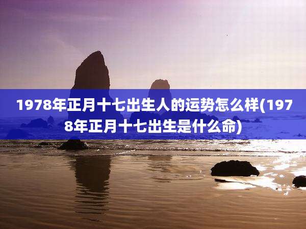 1978年正月十七出生人的运势怎么样(1978年正月十七出生是什么命)