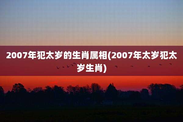 2007年犯太岁的生肖属相(2007年太岁犯太岁生肖)